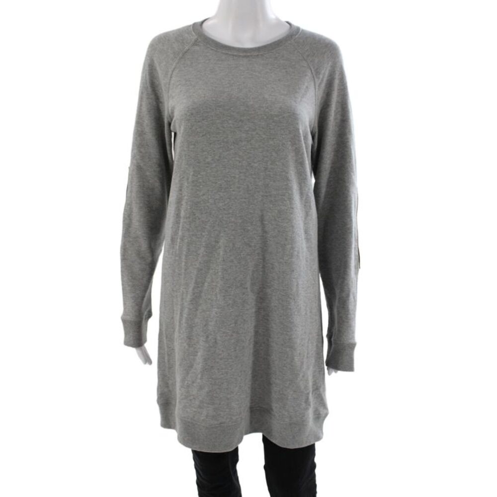 Billy Reid Women Tunic Gray Cotton Long Sleeve Crew Neck Pullover Size XS